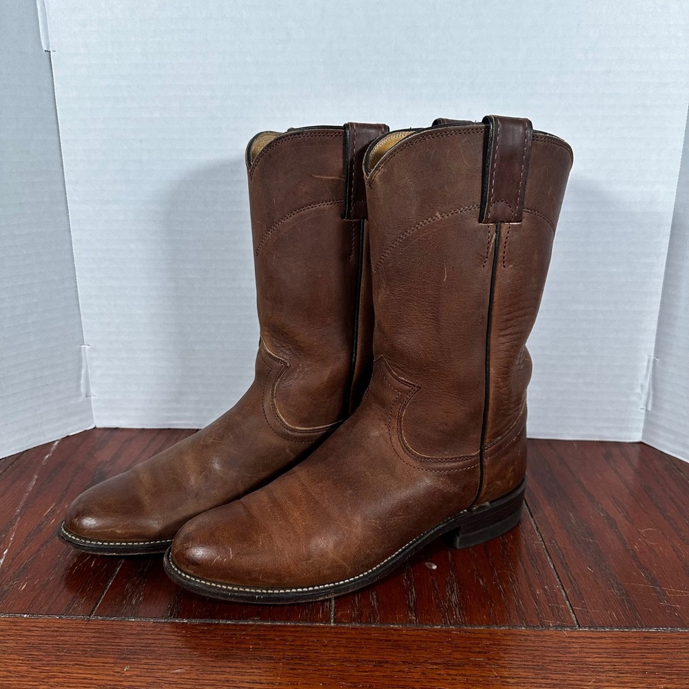 Justin Roper Boots Women 6 B Brown Good Leather L3408 USA Made Western